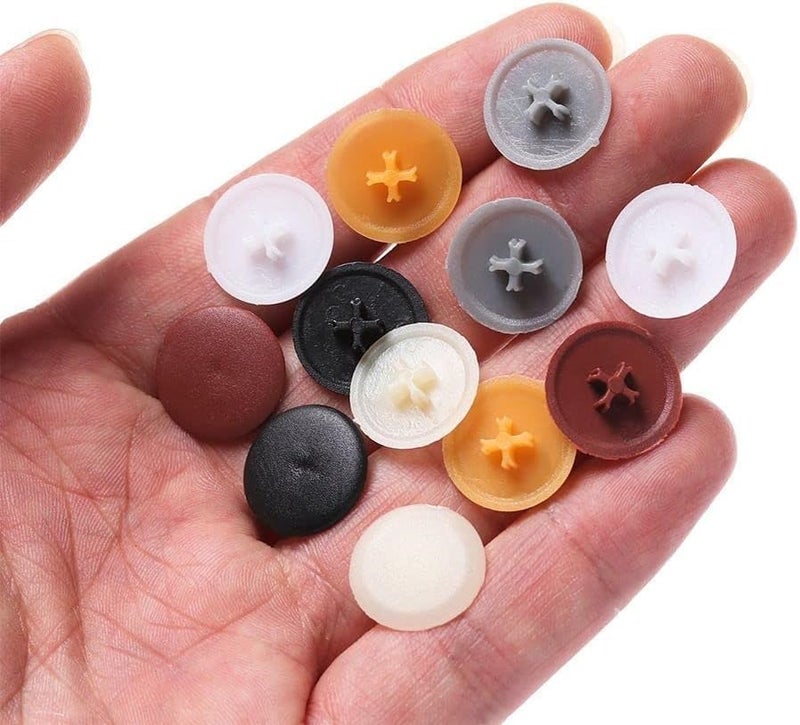 Bwexxt 100 Pcs 17mm White Easy to Install Screw Cap Covers Assortment Kit, Self-Tapping Caps Hole Covers, Screw Hole Covers Screw Cap Covers for Phillips Screws Head, Cabinet, Decoration Tapping Fasteners - Image 3